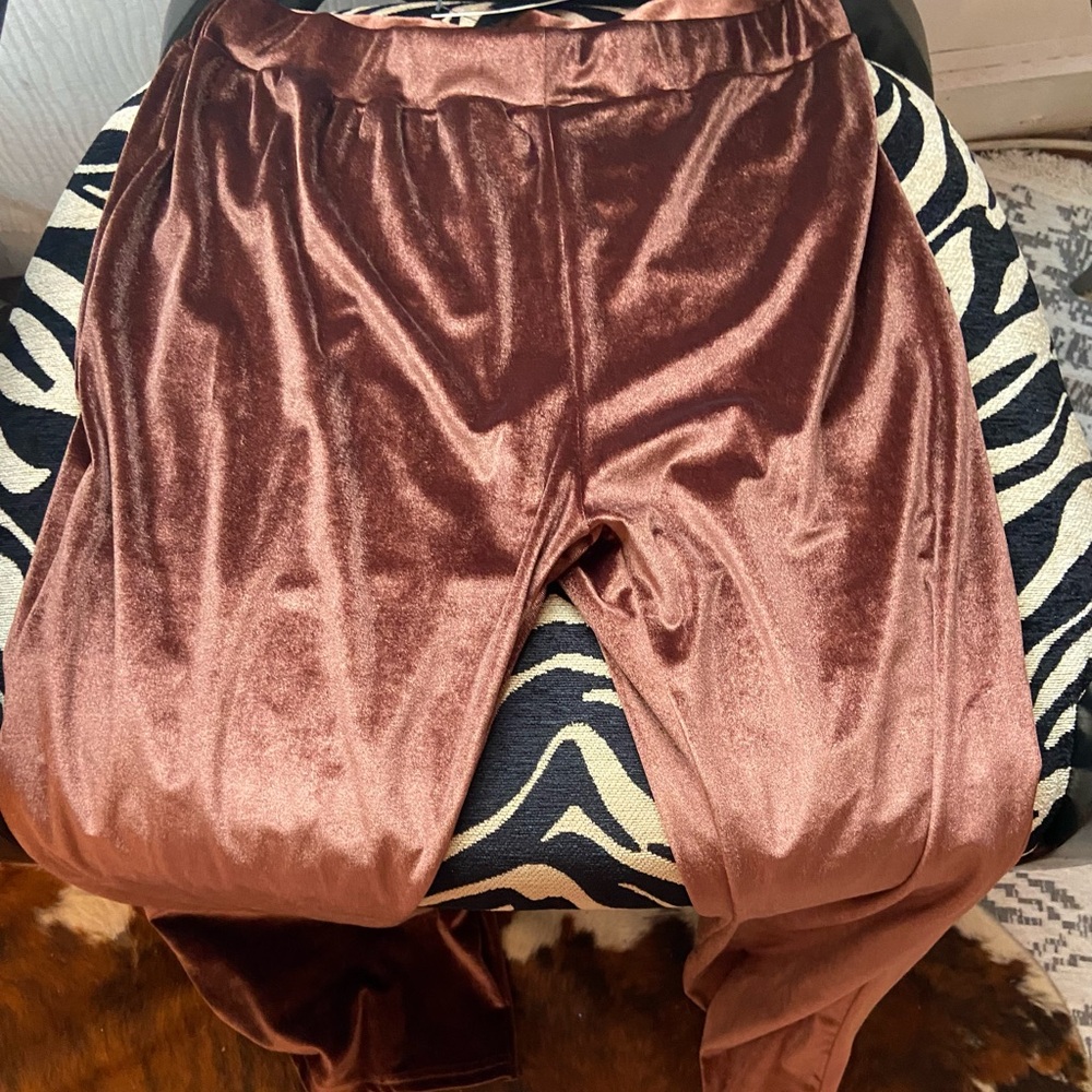 Brown stretch velvet bell bottoms